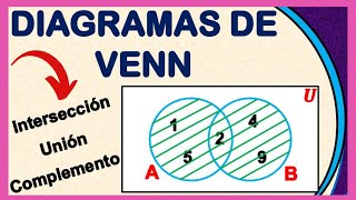 ✅ Diagramas de Venn  Intersección Unión y Complemento [upl. by Larimore637]