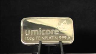 Umicore 100 Gram Platinum Bar 9995 [upl. by Gnuhn]