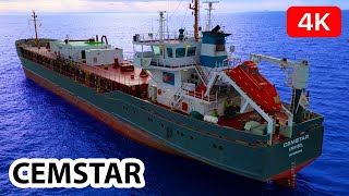 🚢 Ship Spotting Cement carrying cargo vessel of the high seas Cemstar by drone 4k LGCIO [upl. by Anyahs]