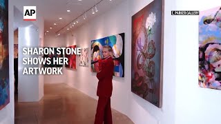 Sharon Stone shows her artwork [upl. by Htrow]