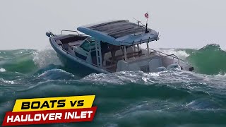 AXOPAR BOAT BURIED IN WAVES AT HAULOVER   Boats vs Haulover Inlet [upl. by Cordy698]