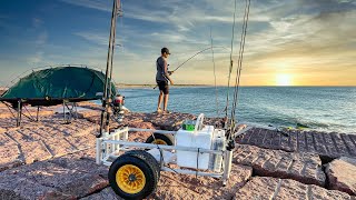 luxury jetty overnight camping  just wait to see what we caught [upl. by Steddman]