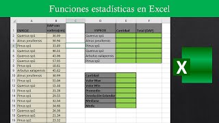 Funciones estadísticas en Excel promedio mediana moda y desviación estándar [upl. by Chimene]