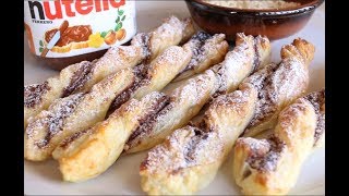 TORCIGLIONI DI PASTA SFOGLIA ALLA NUTELLA  Dolci Facili e Veloci [upl. by Lucas]