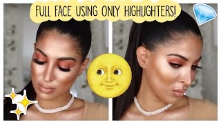 FULL FACE USING ONLY HIGHLIGHTERS CHALLENGE [upl. by Gannes]