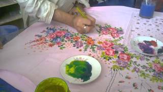 How To Do Hand Paint in Fabric Bangla  Handprint Tutorial  How to Hand Paint On Fabric in Bangle [upl. by Nyrahtak]