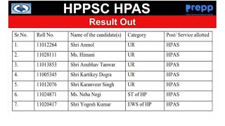 HPPSC HPAS Prelims Result 2024  Cut Off Marks Merit List [upl. by Anelim]