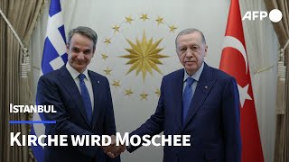 Erdogan Orthodoxe Kirche wird in Moschee umgewandelt  AFP [upl. by Darrel]