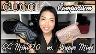 GUCCI MINI 20 MARMONT vs SUPER MINI MARMONT  Comparison  Mod Shots  GINALVOE [upl. by Krahling]