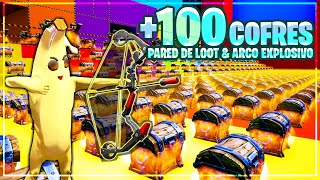 PARED DEL LOOT ARCO EXPLOSIVO 100 COFRES FORTNITE MINIJUEGOS [upl. by Acirretal]