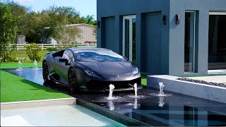 Ultimate Luxury Backyard Makeover Lamborghini in the Pool Ferrari in the Movie Theater and More [upl. by Bugbee504]