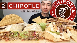 MUKBANG EATING Chipotle NEW Garlic Steak CRISPY Taco LOADED Barbacoa Burrito CHEESY Quesadilla [upl. by Marlow]