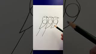 Simple and amazing birds drawing with pencil [upl. by Yemirej]