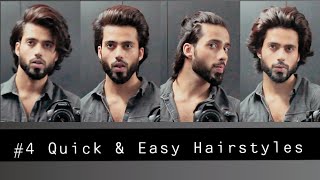 Hairstyles For Medium Hair  4 Quick And Easy Mens Daily Hairstyle Tutorial [upl. by Key489]