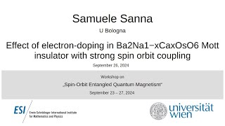 Samuele Sanna  Effect of electrondoping in Ba2Na1−xCaxOsO6 Mott insulator with strong spin orbit [upl. by Elletnahs]