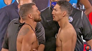 VASYL LOMACHENKO VS TEOFIMO LOPEZ  INTENSE FULL WEIGH IN amp FACE OFF VIDEO [upl. by Oynotna]