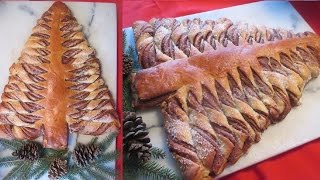 NUTELLA CHRISTMAS TREE BREAD RECIPE  Nutella juletræs brød [upl. by Eenttirb358]