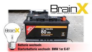 BMW 1er BATTERIE WECHSELN  Autobatterie Starterbatterie E81 E87 E82 E88 F20 F21 Tutorial [upl. by Eillah641]