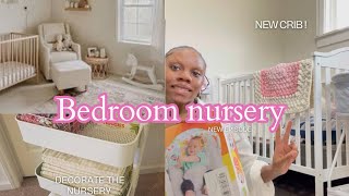 Bedroom nursery tour decorating girls room with me  new crib baby registry [upl. by Festa]