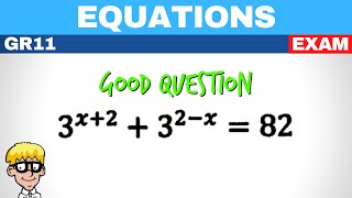 Grade 11 Equations Exam Questions  Exponential Equations [upl. by Zuliram46]