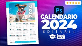 Como hacer calendario 2024 en photoshop [upl. by Bolte968]