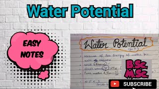 What is Water Potential Component of Water Potential BSc MSc Water Potential Plant Physiology [upl. by Suivatal]