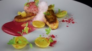 Plating Food 35  Seared Foiegras raspberries grapes shallots [upl. by Kelsy383]