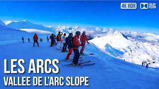 Les Arcs Ski Resort Vallee De LArc Slope  🇫🇷 France 4K HDR Ski Tour [upl. by Sedinoel]