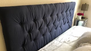 CARDBOARD BOXES TO HEADBOARD  HOW TO MAKE YOUR OWN TUFTED HEADBOARD DIY HEADBOARD [upl. by Godspeed]