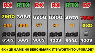 rx 7900 gre vs 4070 ti VS RX 6950 XT VS RX 6800 XT vs RTX 3080 10 GB [upl. by Veleda]