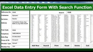 How to Create Excel VBA Data Entry Form With Search Function using Userform  Full Tutorial [upl. by Davies]