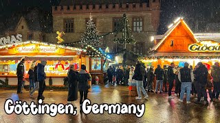 Göttingen Germany 4K  Christmas market walking tour in snowy evening [upl. by Schultz]