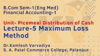 L5 Maximum Loss Method I Unit1 Piecemeal Distribution of Cash I Financial Accounting I B Com Sem1 [upl. by Angelle]