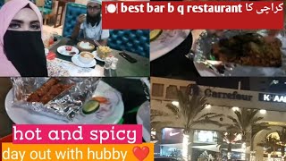 Best bar b q restaurant  Karachi Hot and spicy  dinner with hubby 🥰💞  Karachi food 😋 [upl. by Bueschel72]