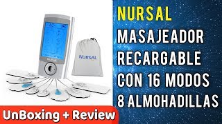 Masajeador Electroestimulador Portátil Recargable NURSAL 16 Modos 8 Almohadillas  Review Español [upl. by Talmud]