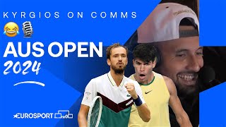 He embraces being the VILLAIN 🦹  Nick Kyrgios Best Bits On Comms  Day 3 Australian Open 2024 🇦🇺 [upl. by Madelaine]