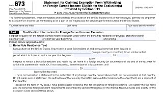 IRS Form 673 walkthrough Claiming Exemption From Withholding on Foreign Earned Income [upl. by Slayton]