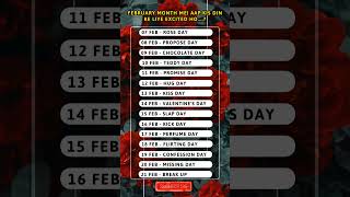 Valentines day List  Valentine week List 2024  February days list 2024  Valentine Day 2024 [upl. by Artiek]