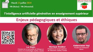 LIntelligence Artificielle Générative en enseignement supérieur Enjeux pédagogiques et éthiques [upl. by Acired]