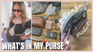 WHATS IN MY PURSE 2022 EVERYTHING FROM AMAZON WITH LINKS SMALL MINIMAL BAG [upl. by Calida]