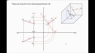 4SISTEMA DIÉDRICO RECTA PERPENDICULAR A RECTA 2 [upl. by Acemat]