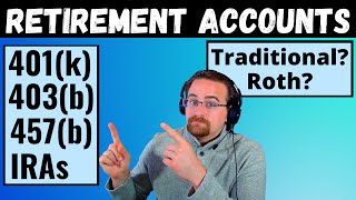 Simple Guide to Retirement Accounts  401k 403b 457b IRA  Roth and Traditional plans [upl. by Vasti107]