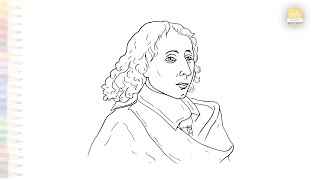 Blaise Pascal drawing  Outline drawings  How to draw Blaise Pascal step by step  artjanag [upl. by Airretal963]