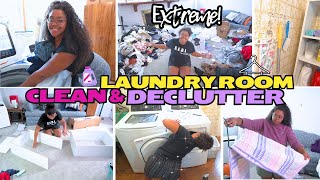 LAUNDRY ROOM DECLUTTER AND ORGANIZE WITH ME  LAUNDRY ROOM RESET EXTREME CLEANING MOTIVATION 2024 [upl. by Suez]