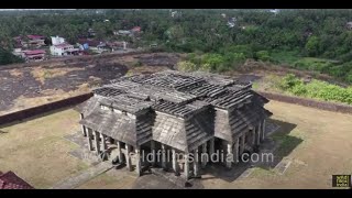 Chaturmukha Basadi in Karla Karnataka in aerial view  Jain temple interiors filmed with 4K drone [upl. by Rufford]