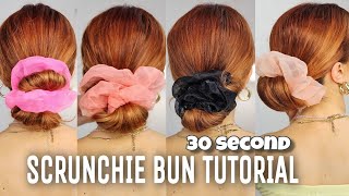 4️⃣Cute amp Stylish Scrunchie Messy BUNS Guide 🎀 30 SECOND BUNS [upl. by Knuth]