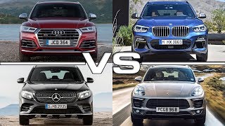 Audi SQ5 vs BMW X3 M40i vs Mercedes AMG GLC43 vs Porsche Macan Turbo [upl. by Omle649]