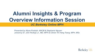 UC Berkeley Online MPH Alumni Insights [upl. by Ochs511]