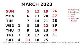 March Calendar 2023 [upl. by Goodrow493]