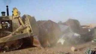 Armored D9 Dozer crushing cars in Iraq [upl. by Reave816]